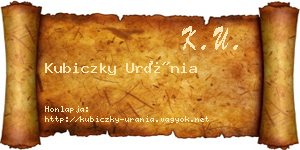 Kubiczky Uránia névjegykártya